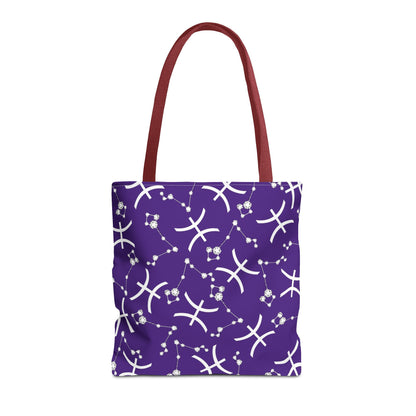 Tote Bag, Pisces Zodiac Sign, AOP, (Purple, White)