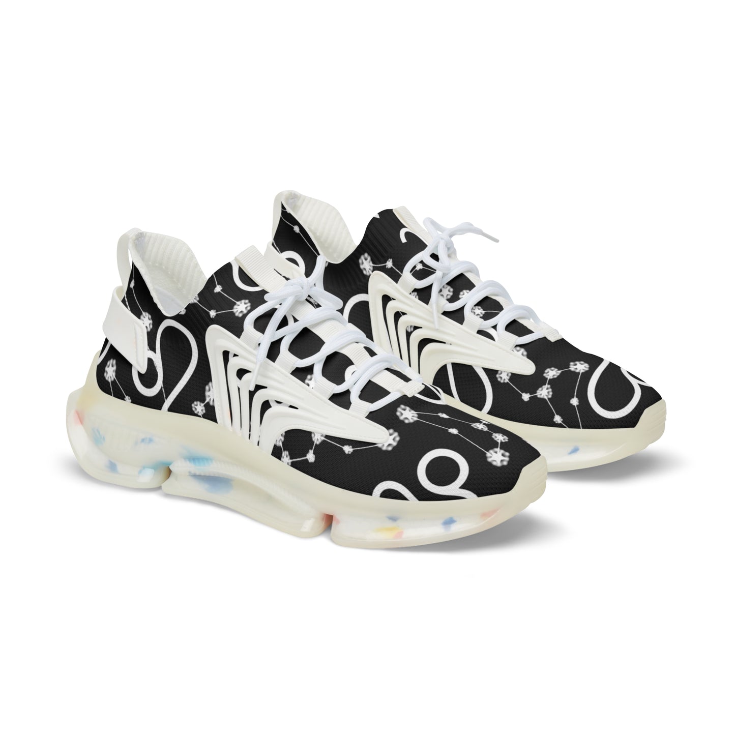 Men's Mesh Sneakers, Leo Zodiac Sign, AOP, Black