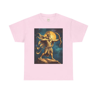 Unisex Heavy Cotton T-Shirt, Midnight Arrow, Sagittarius Zodiac Design