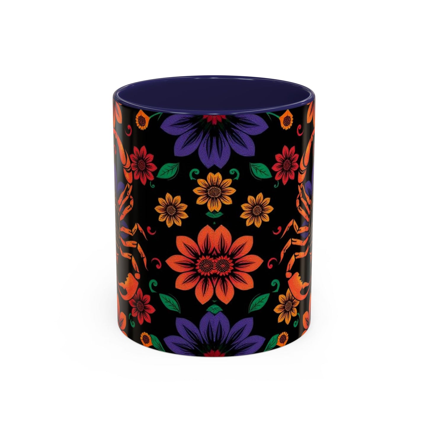 Accent Coffee Mug, Scorpio, Zodiac. Flower Pattern, (11, 15oz)