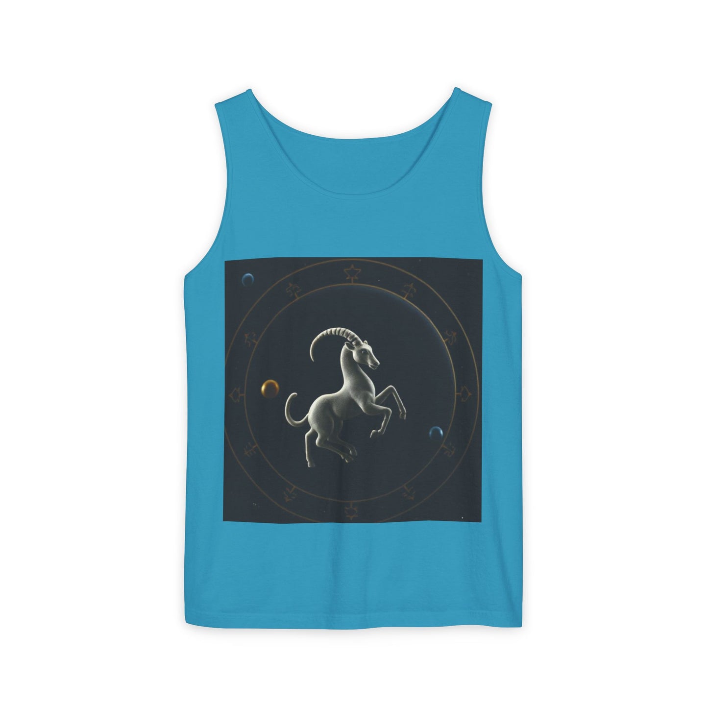 Unisex Garment-Dyed, Tank Top, Capricorn Design, Space Animal v1, 100% US cotton