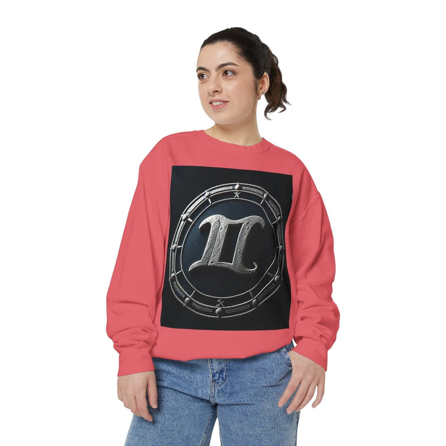 Garment-Dyed Sweatshirt, Unisex, Space Symbol Design v1, Gemini