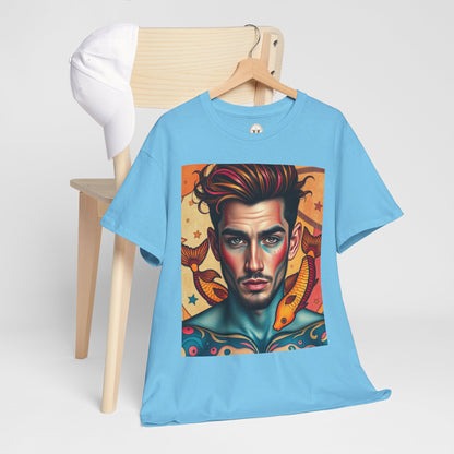 Unisex Heavy Cotton T-Shirt, Pisces, Zodiac v2, Sexy Art