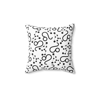 Zodiac Spun Polyester Square Pillow Leo Zodiac Sign White Pillow