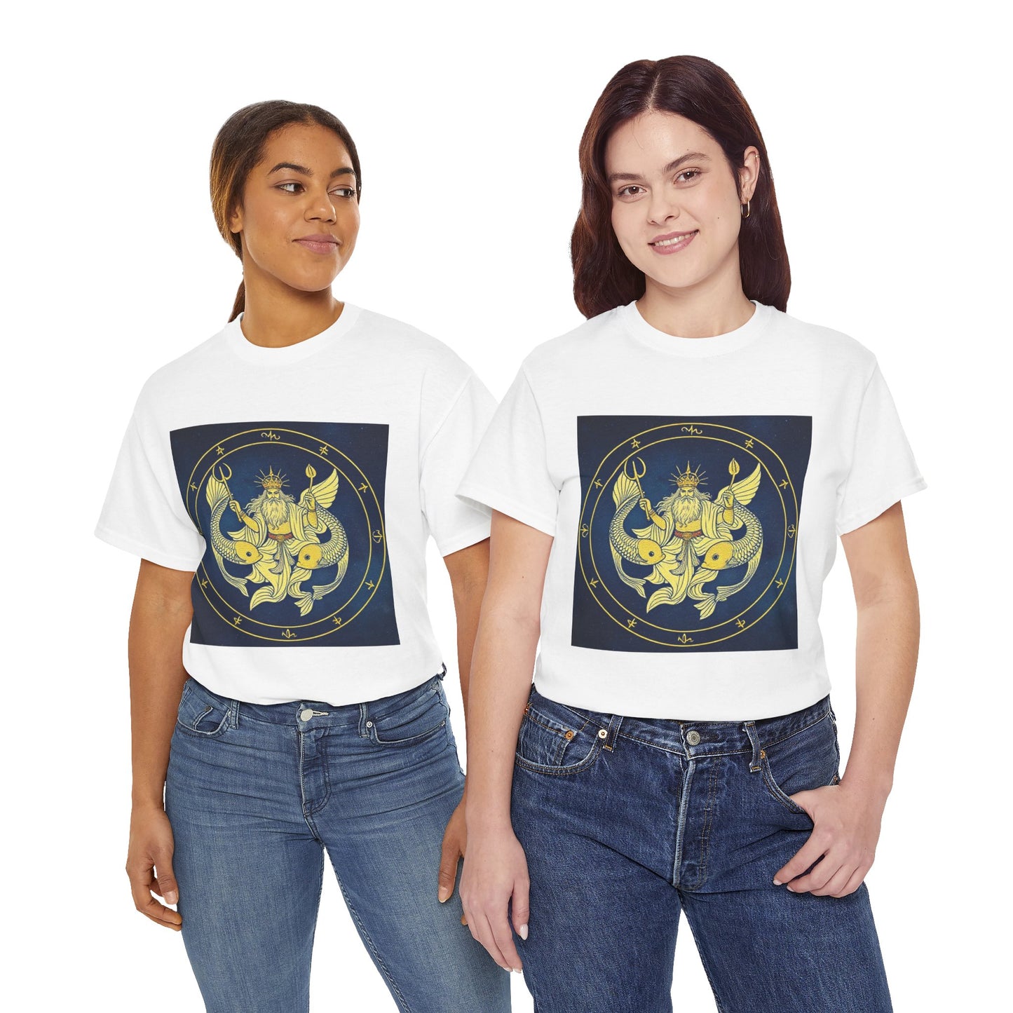 Unisex Heavy Cotton T-Shirt, King of Pisces, Zodiac Design