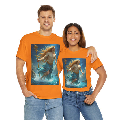 Unisex Heavy Cotton T-Shirt, Realistic, Aquarius Zodiac Design