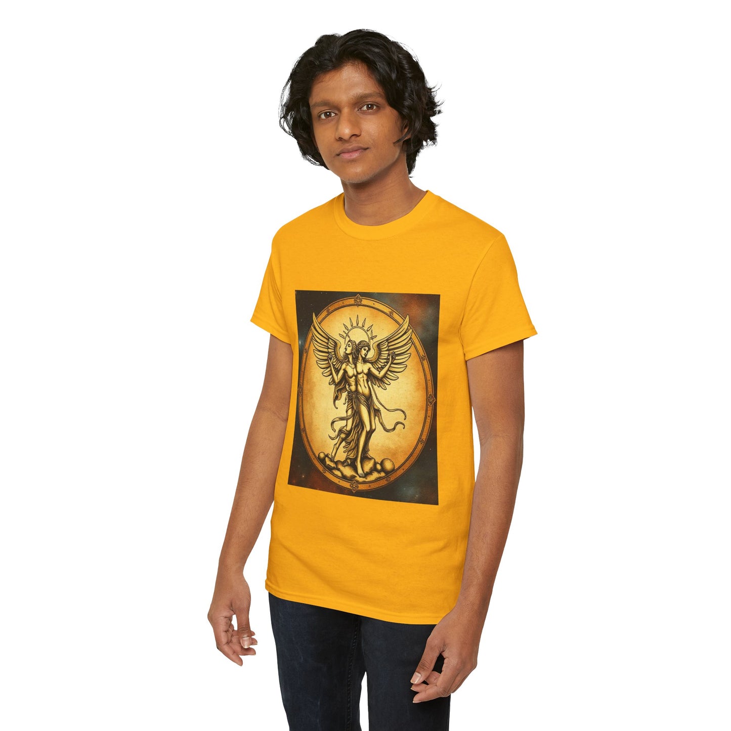Unisex Heavy Cotton T-Shirt, Angel Twin, Gemini Zodiac Design
