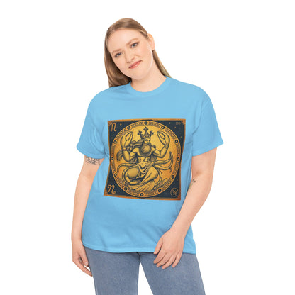 Unisex Heavy Cotton T-Shirt, Crab King v1, Cancer Zodiac Design