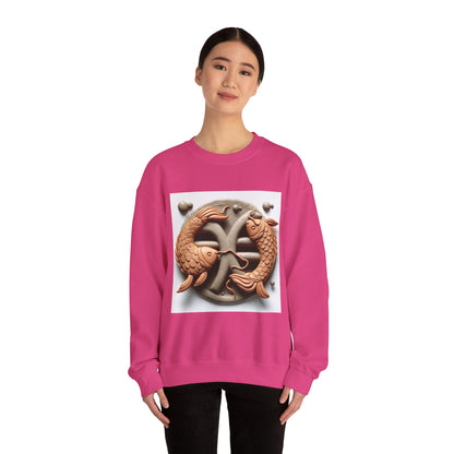 Unisex Heavy Blend™ Crewneck Sweatshirt,Two Fishes  Pisces Zodiac Design