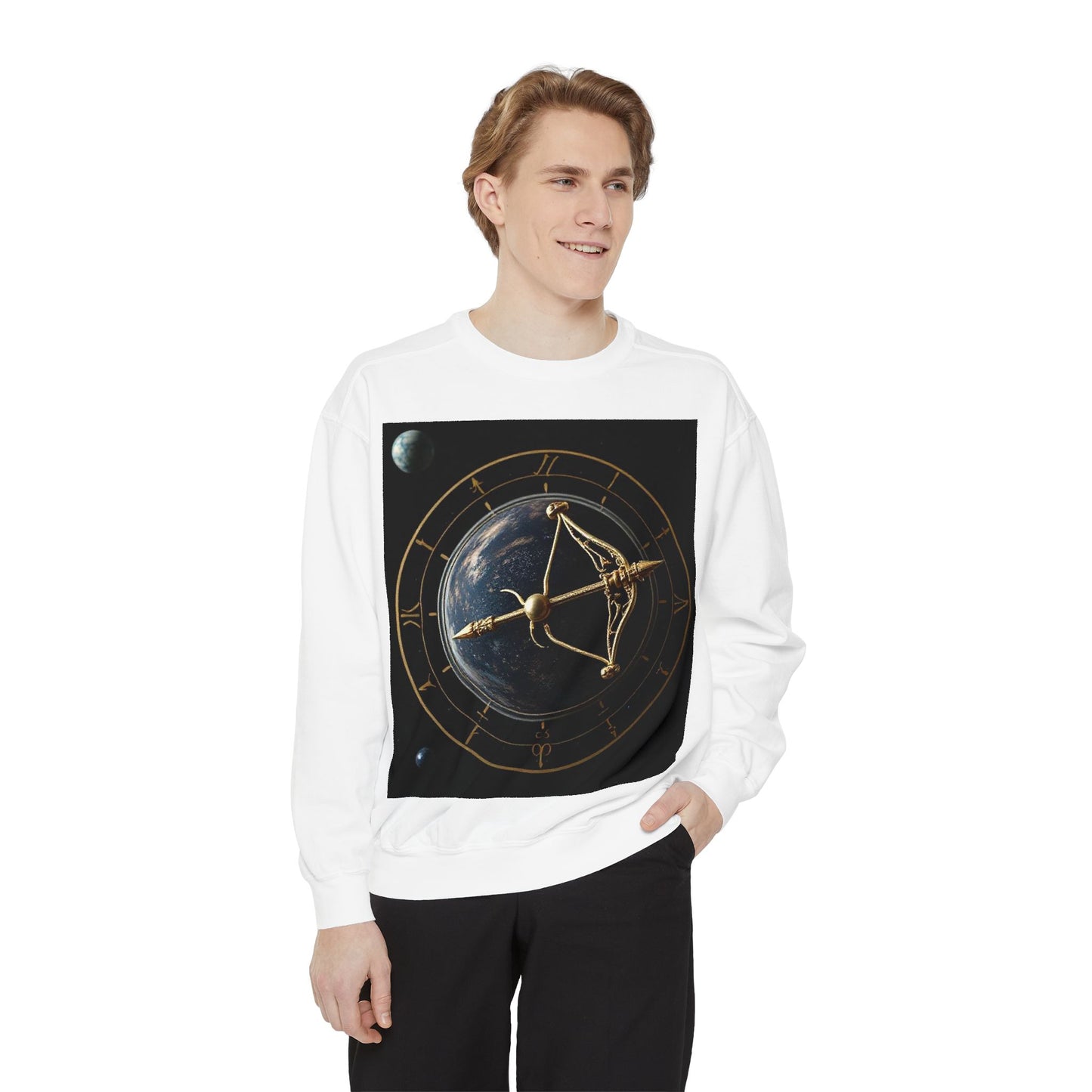 Garment-Dyed Sweatshirt, Unisex, Space Symbol Design v1, Sagittarius