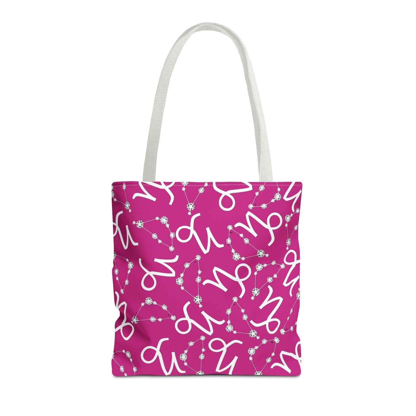 Tote Bag, Capricorn Zodiac Sign, AOP, (Pink, White)