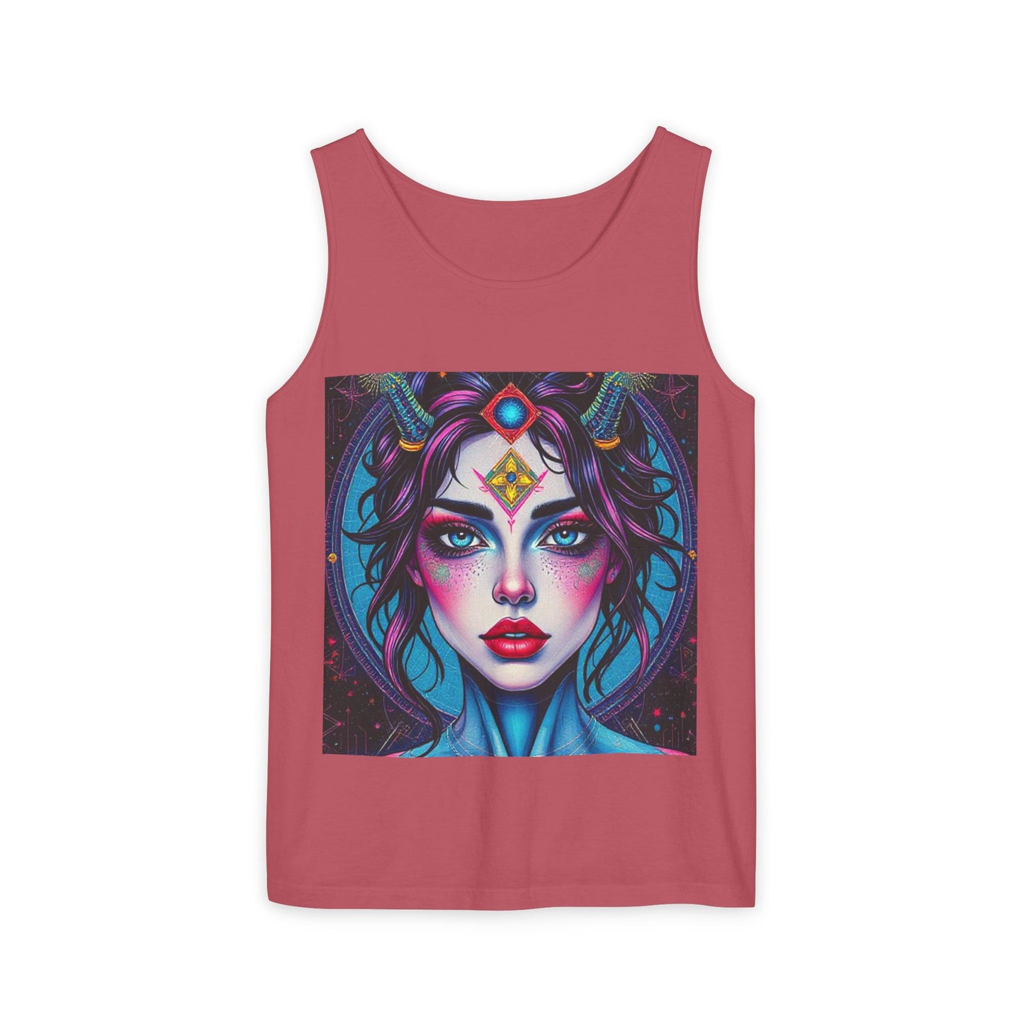 Unisex Garment-Dyed, Tank Top, Aquarius Design, Pop Art, 100% Ringspun US cotton