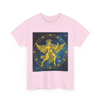 Unisex Heavy Cotton T-Shirt, Twin Angel v3, Gemini Zodiac Design
