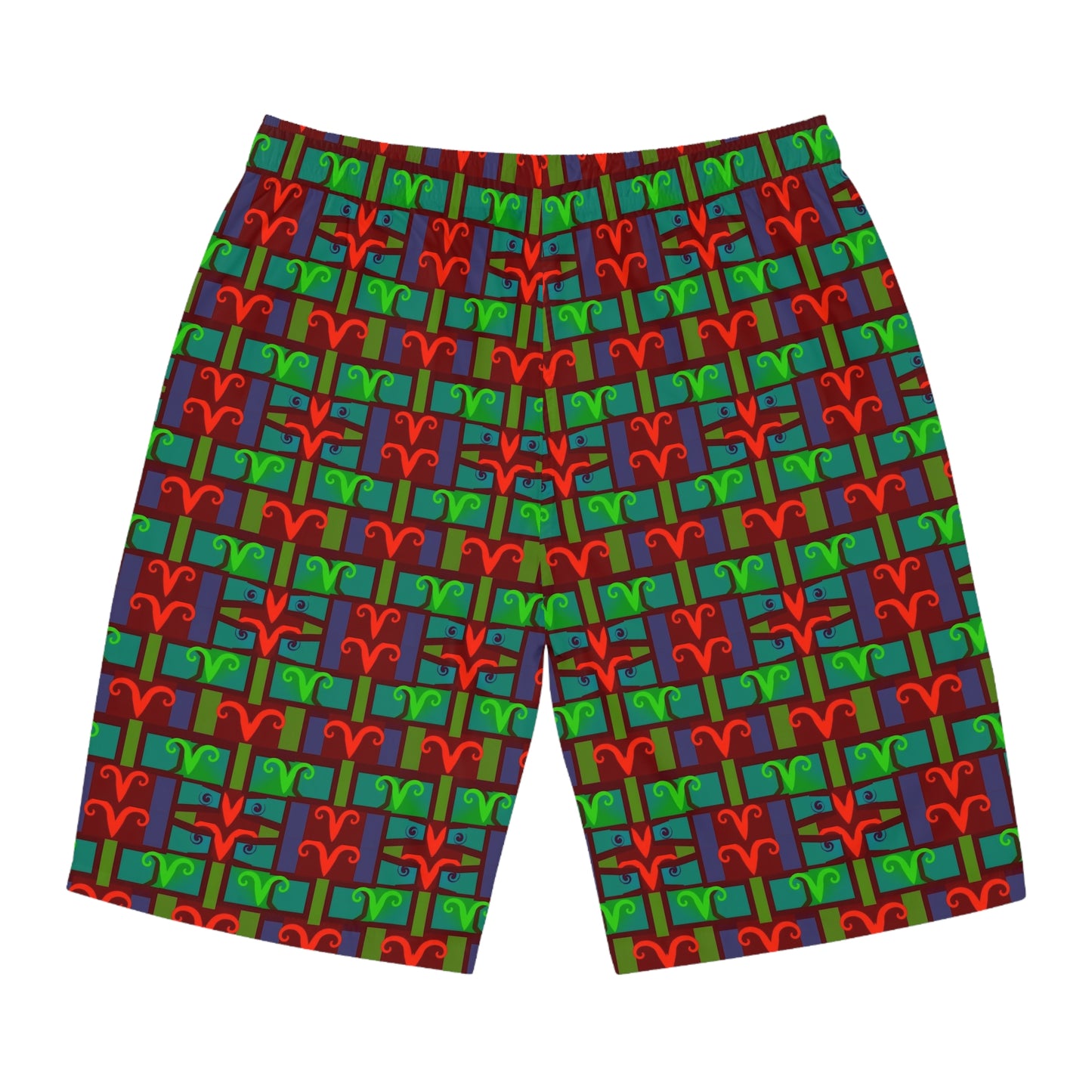 Men's Board Shorts, (AOP), Aries, Zodiac v2, Shape Pattern