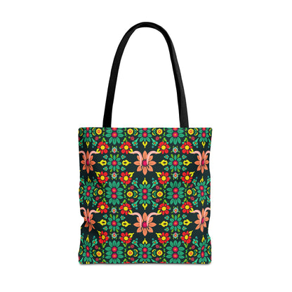 Tote Bag, (AOP), Aquarius, Zodiac v1, Flower Pattern