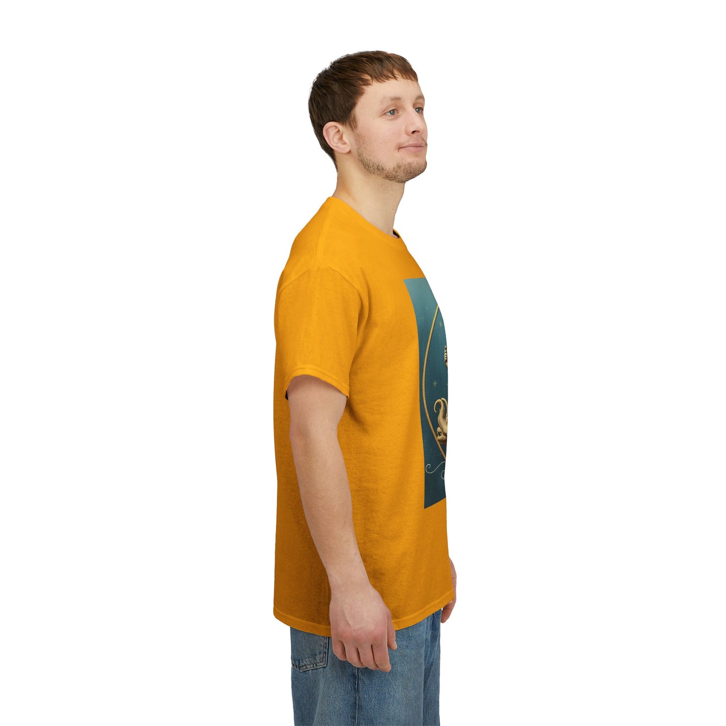 Unisex Heavy Cotton T-Shirt, Aquarius God 3v, Zodiac Design