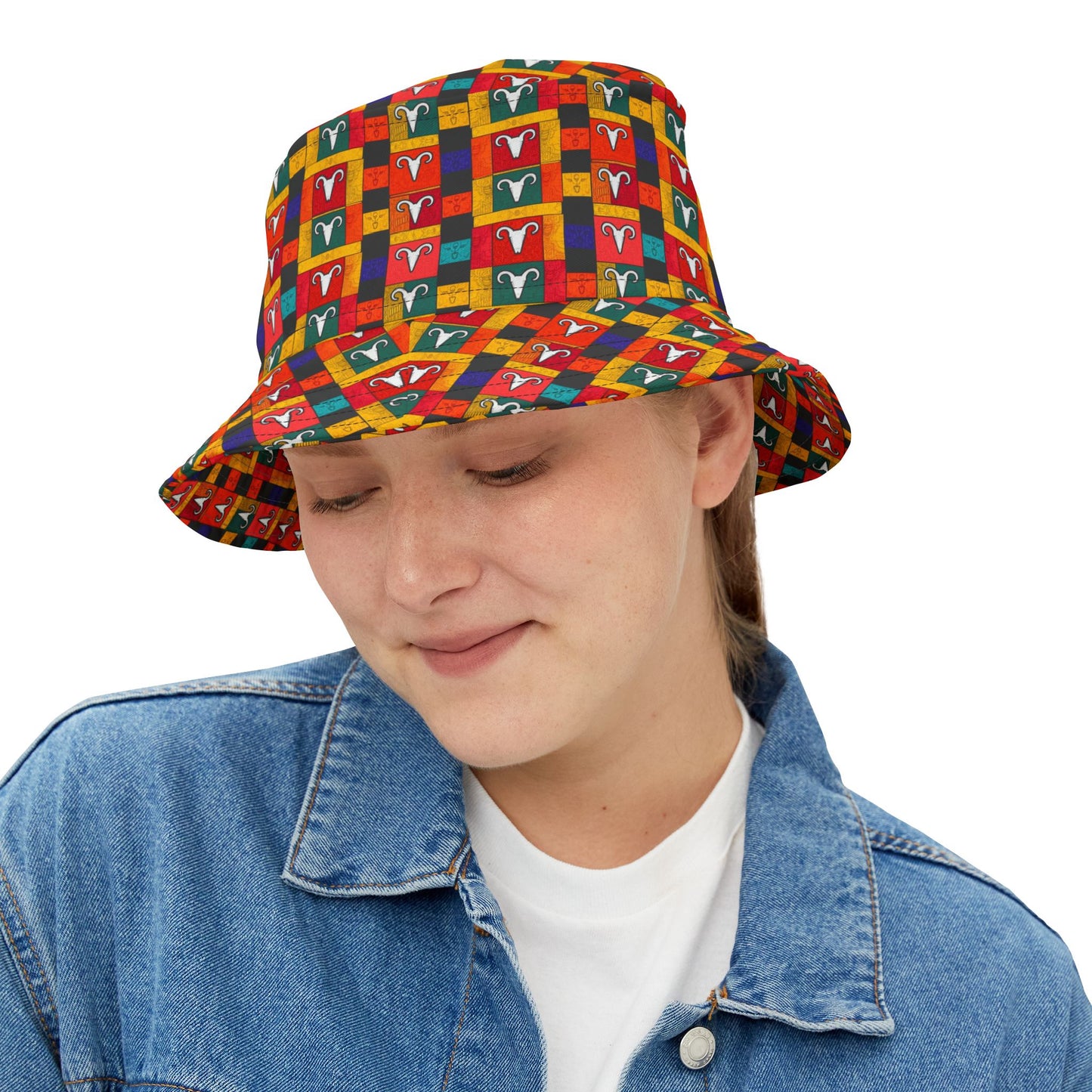 Bucket Hat, (AOP), Aries, Zodiac v1, Shape Pattern