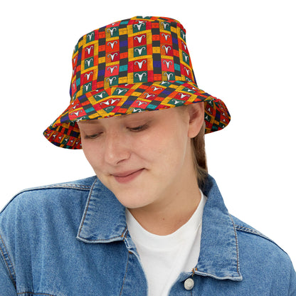 Bucket Hat, (AOP), Aries, Zodiac v1, Shape Pattern