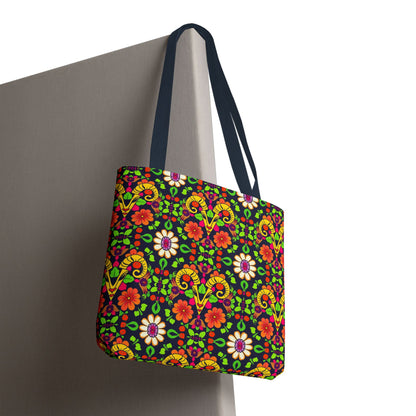 Tote Bag (AOP), Aries, Zodiac, Flower Pattern