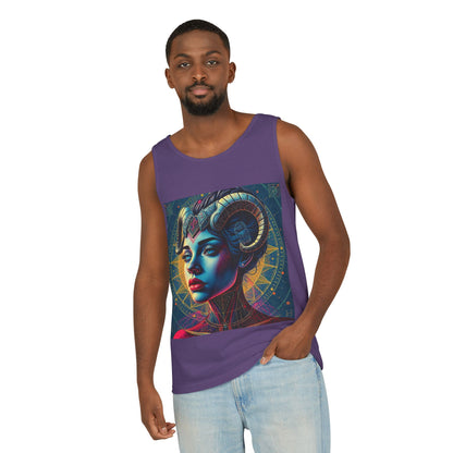 Unisex Garment-Dyed, Tank Top, Aries Design, Pop Art v1, 100% Ringspun US cotton