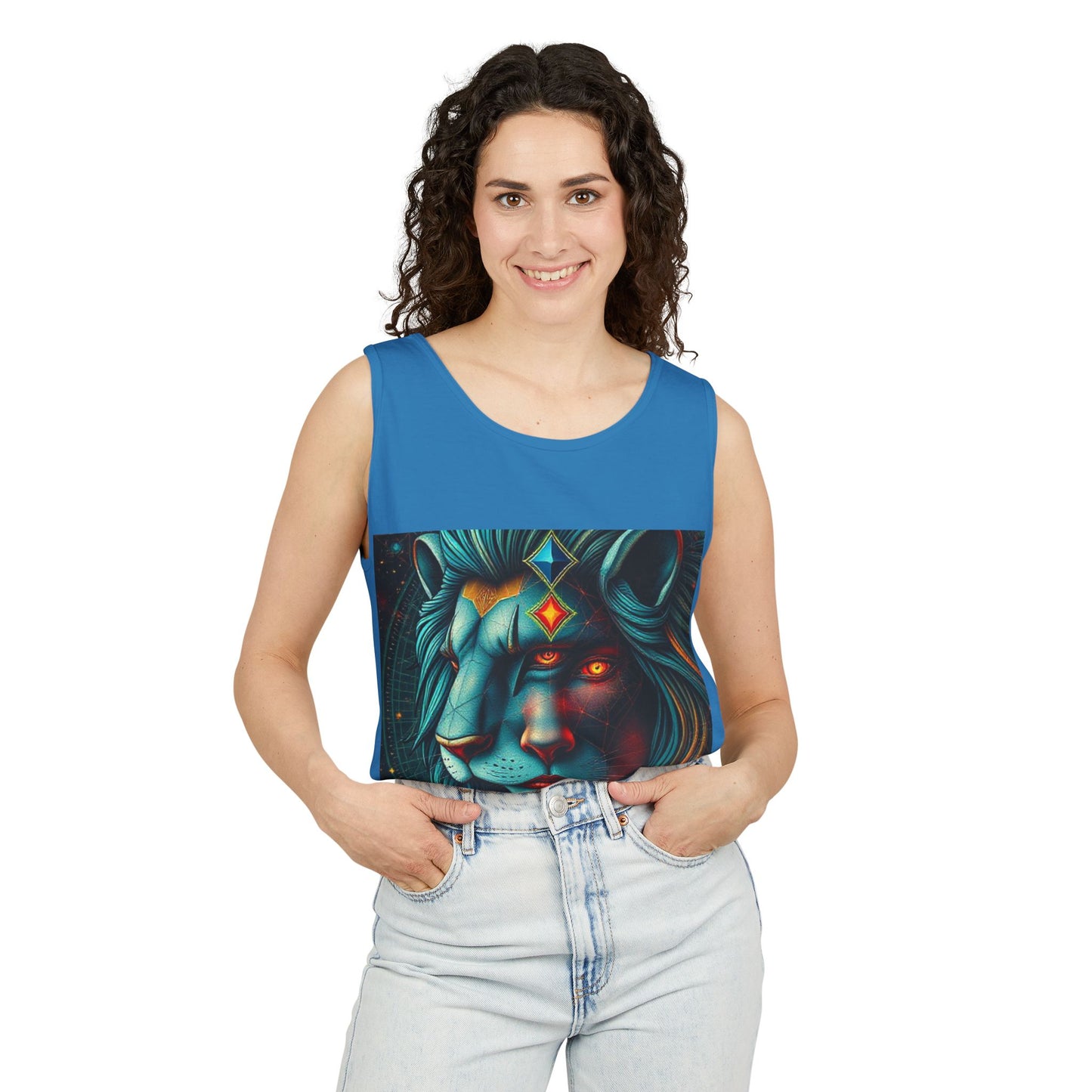Unisex Garment-Dyed, Tank Top, Leo, Pop Art, 100% US cotton