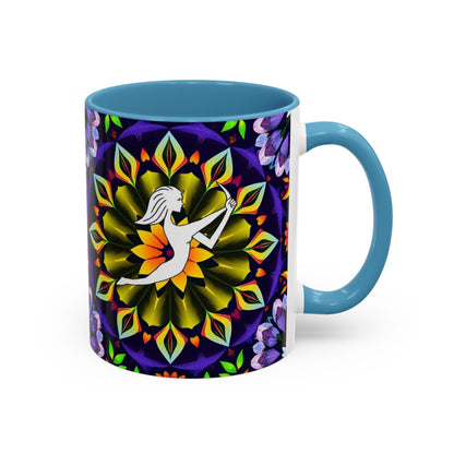 Accent Coffee Mug, Sagittarius, Zodiac v1. Flower Pattern, (11, 15oz)