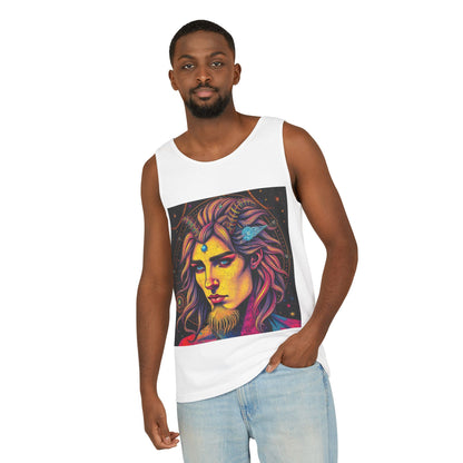 Unisex Garment-Dyed, Tank Top, Aquarius Design, Pop Art v1, 100% Ringspun US cotton