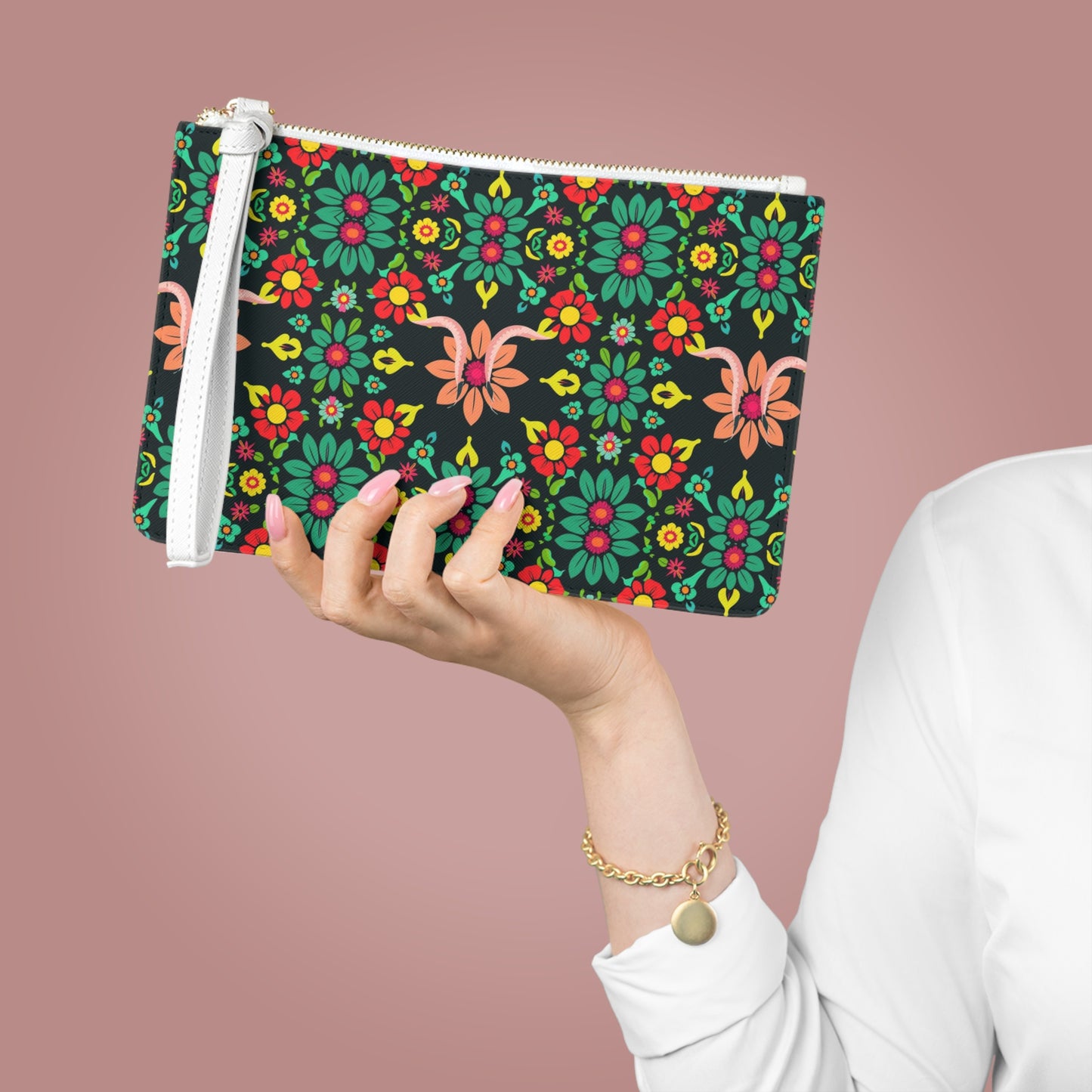 Clutch Bag, Aquarius, Zodiac v1, Flower Pattern