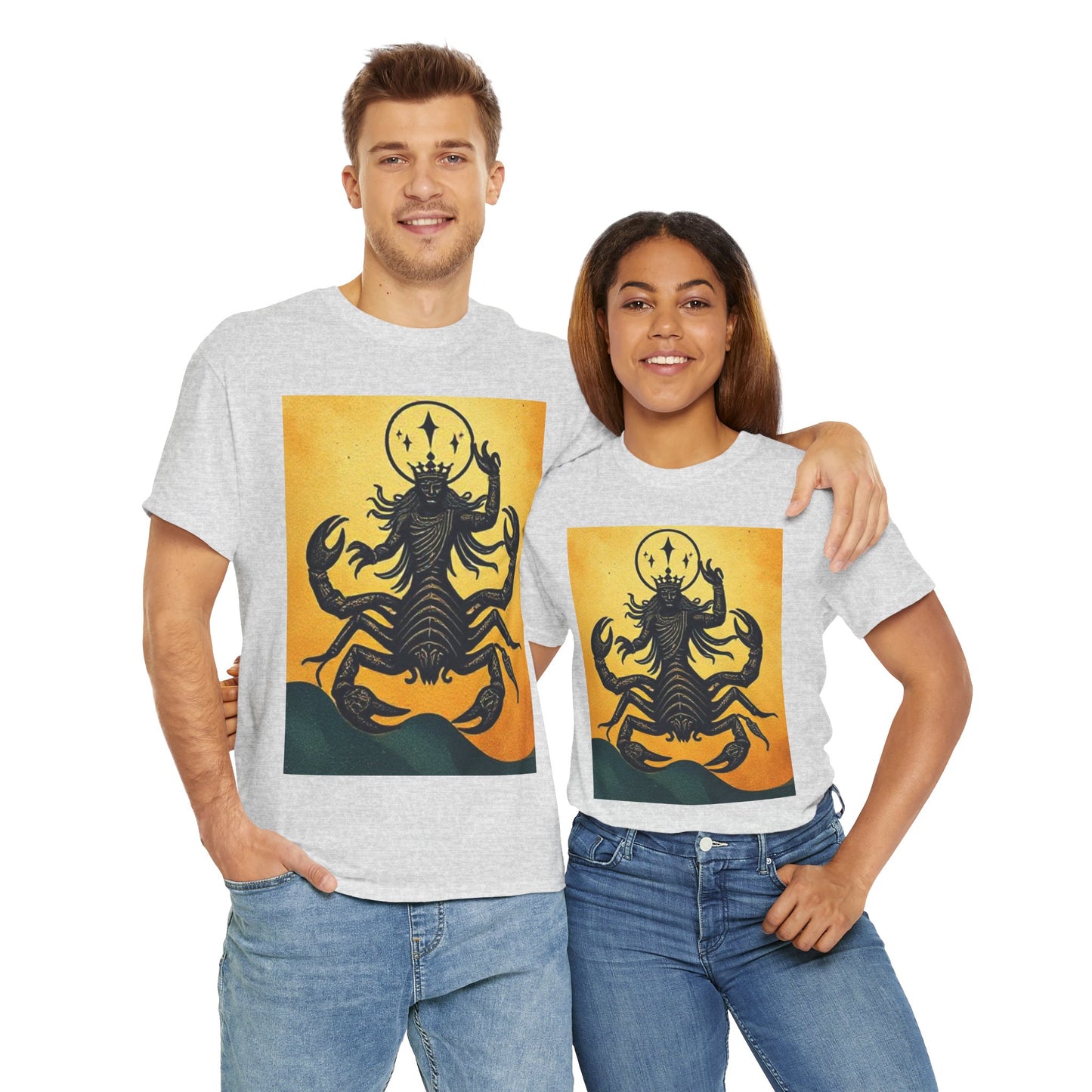 Unisex Heavy Cotton T-Shirt, Scorpion King, Print Art, Scorpio Zodiac Design