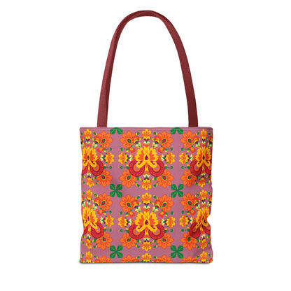 Tote Bag (AOP), Aries, Zodiac v1, Flower Pattern