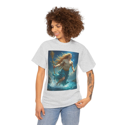 Unisex Heavy Cotton T-Shirt, Realistic, Aquarius Zodiac Design