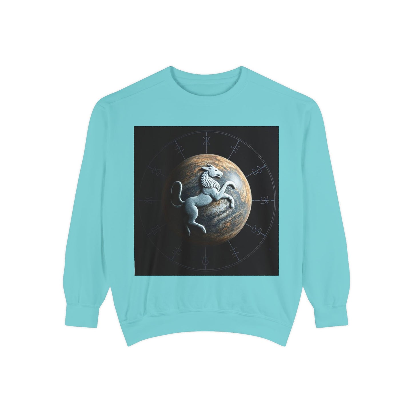 Garment-Dyed Sweatshirt, Unisex, Space Animal Design, Aquarius
