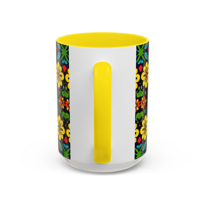 Accent Coffee Mug, Cancer, Zodiac v2, Flower Pattern, (11, 15oz)
