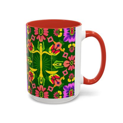 Accent Coffee Mug, Libra, Zodiac, Flower Pattern, (11, 15oz)