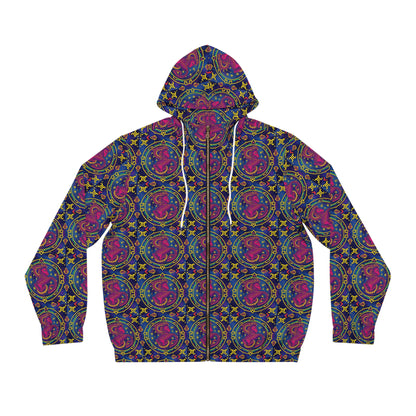 Full-Zip Hoodie (AOP), Capricorn, Zodiac v3, Pattern
