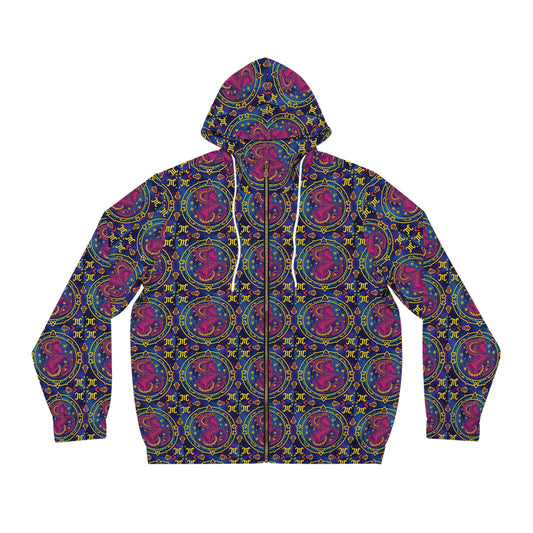Full-Zip Hoodie (AOP), Capricorn, Zodiac v3, Pattern