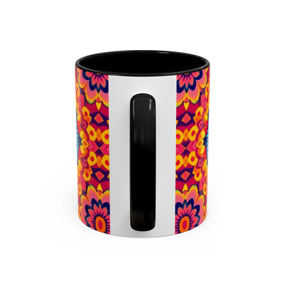 Accent Coffee Mug, Pisces, Zodiac v1, Flower Pattern, (11, 15oz)