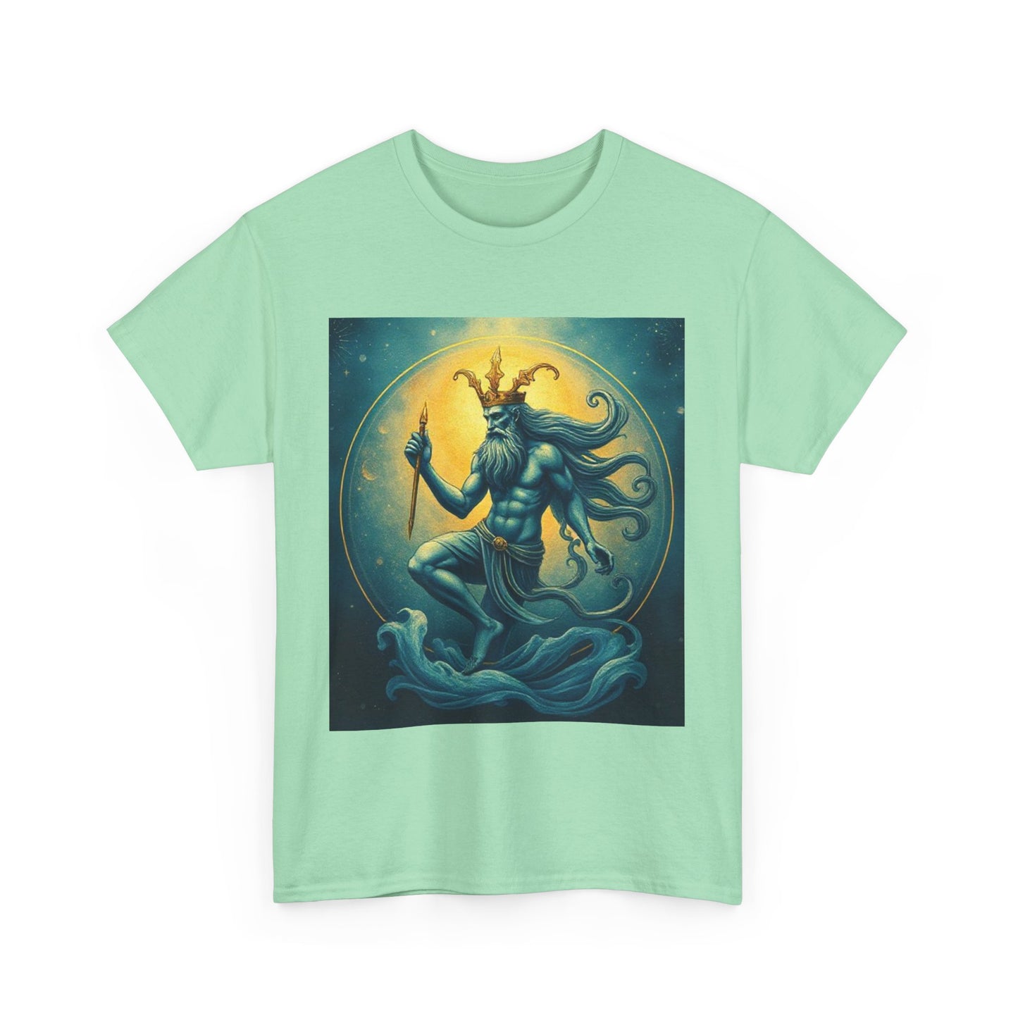 Unisex Heavy Cotton T-Shirt, Aquarius God 1, Zodiac Design