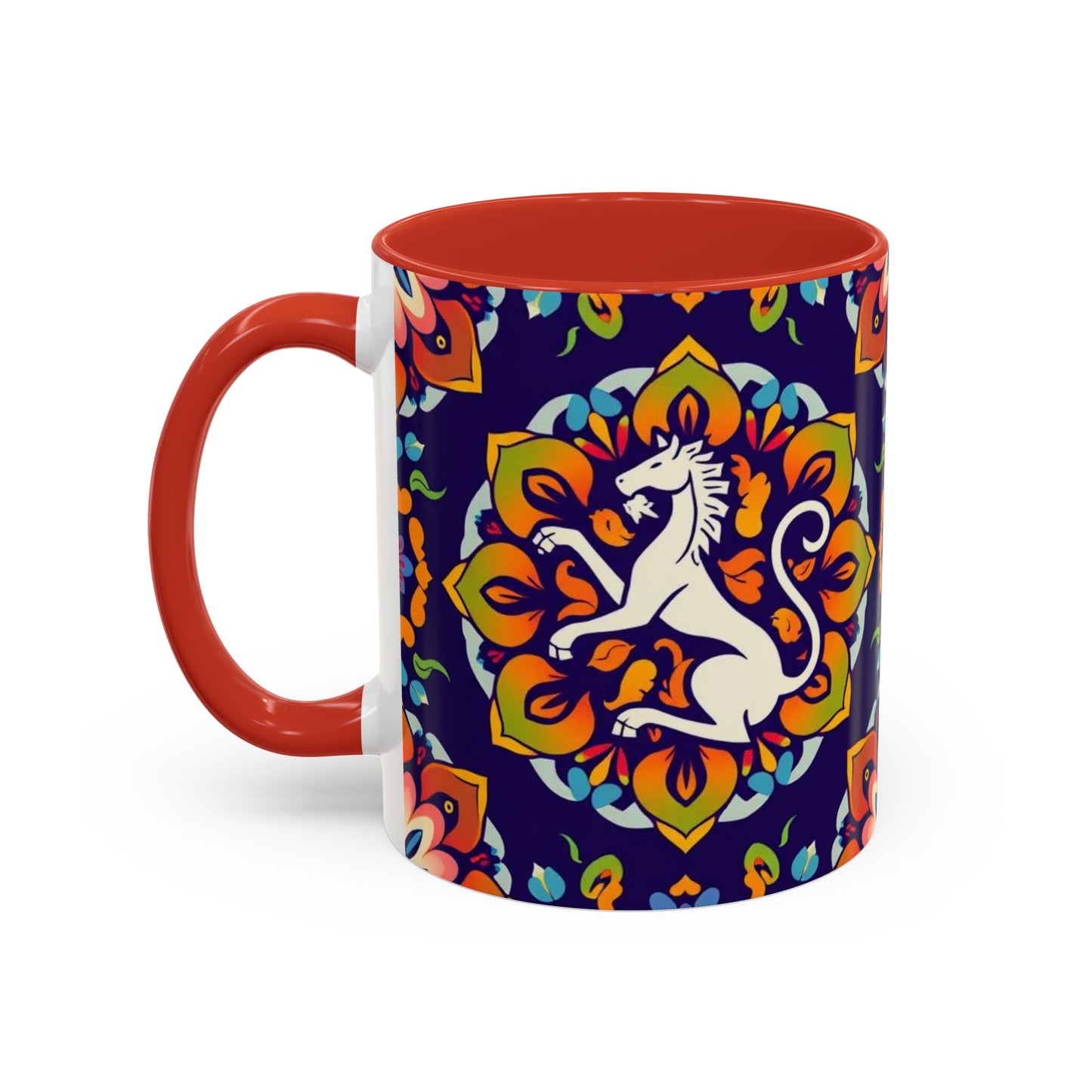 Accent Coffee Mug, Virgo, Zodiac v4. Flower Pattern, (11, 15oz)
