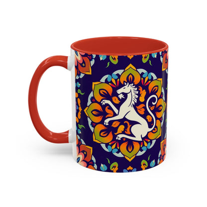 Accent Coffee Mug, Virgo, Zodiac v4. Flower Pattern, (11, 15oz)