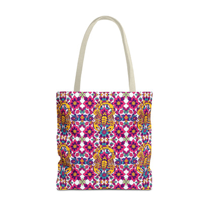 Tote Bag (AOP), Scorpio, Zodiac v1, Flower Pattern