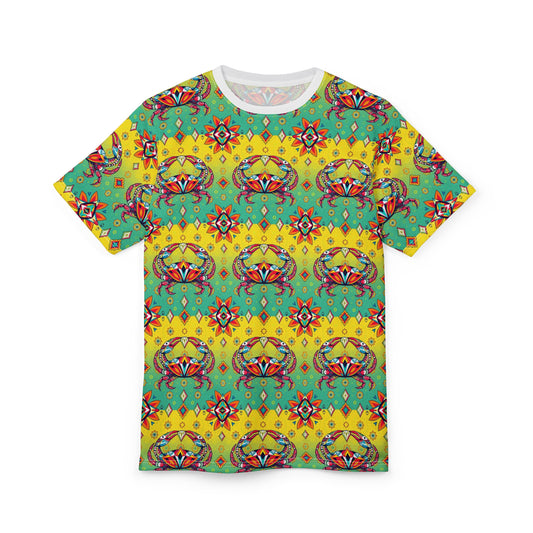 Unisex Cut & Sew T-Shirt, (AOP), Cancer, Zodiac v3, Jewels Pattern