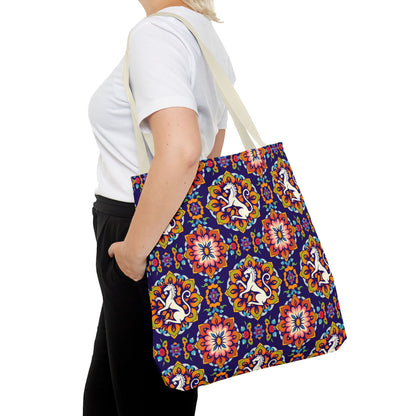 Tote Bag, (AOP), Virgo, Zodiac v3, Flower Pattern