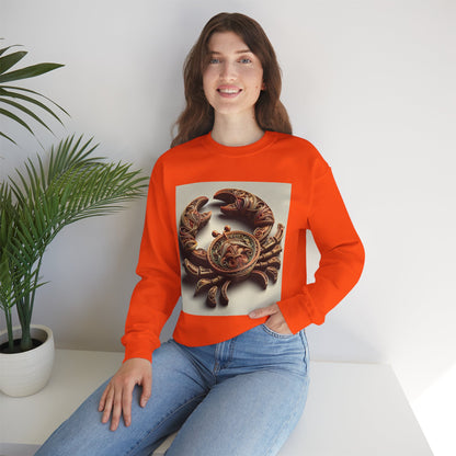 Unisex Heavy Blend™ Crewneck Sweatshirt, Crab Artifact, Cancer Zodiac Design