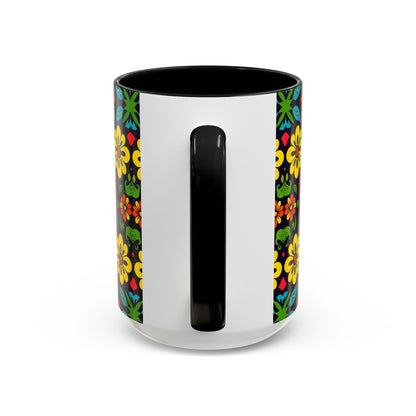 Accent Coffee Mug, Cancer, Zodiac v2, Flower Pattern, (11, 15oz)