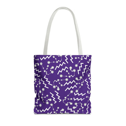 Tote Bag, Aquarius Zodiac Sign, AOP, (Purple, White)