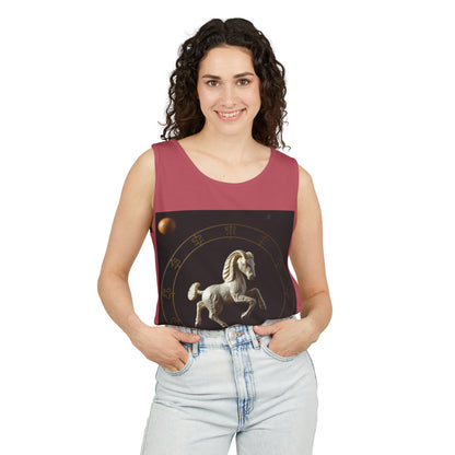 Unisex Garment-Dyed, Tank Top, Capricorn Design, Space Animal, 100% US cotton