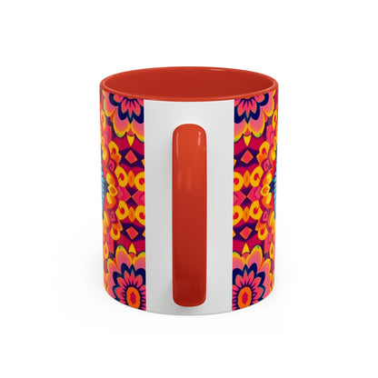 Accent Coffee Mug, Pisces, Zodiac v1, Flower Pattern, (11, 15oz)