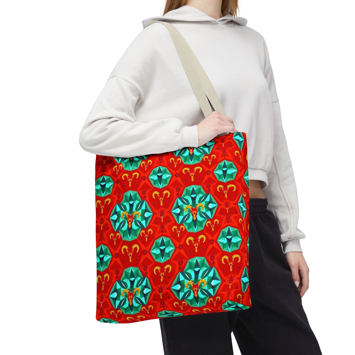 Tote Bag (AOP), Aries, Zodiac v1, Jewel Pattern