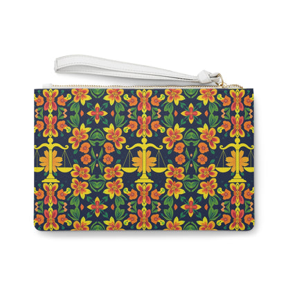 Clutch Bag, Libra, Zodiac v2 Flower Pattern